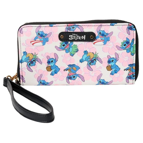 Wallet Wristlet Zip Clutch Faux Leather Stitch Multicolor T_T - Picture 1 of 8